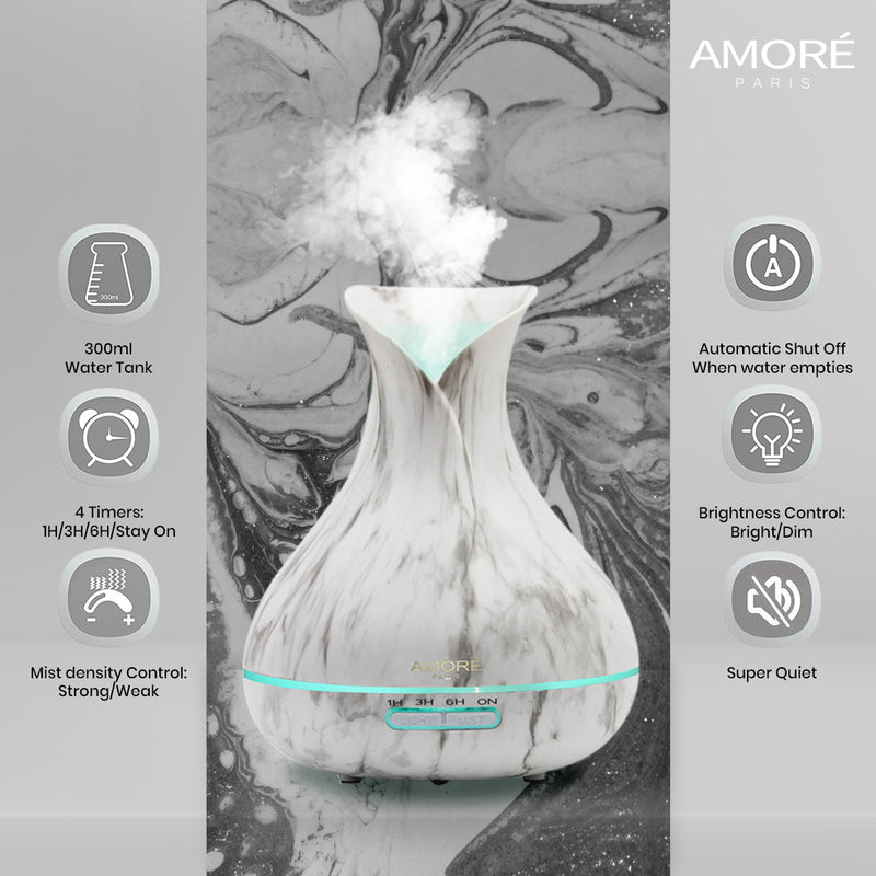 White Marble 300ml Ultrasonic Aroma Diffuser Wellness - DailySale