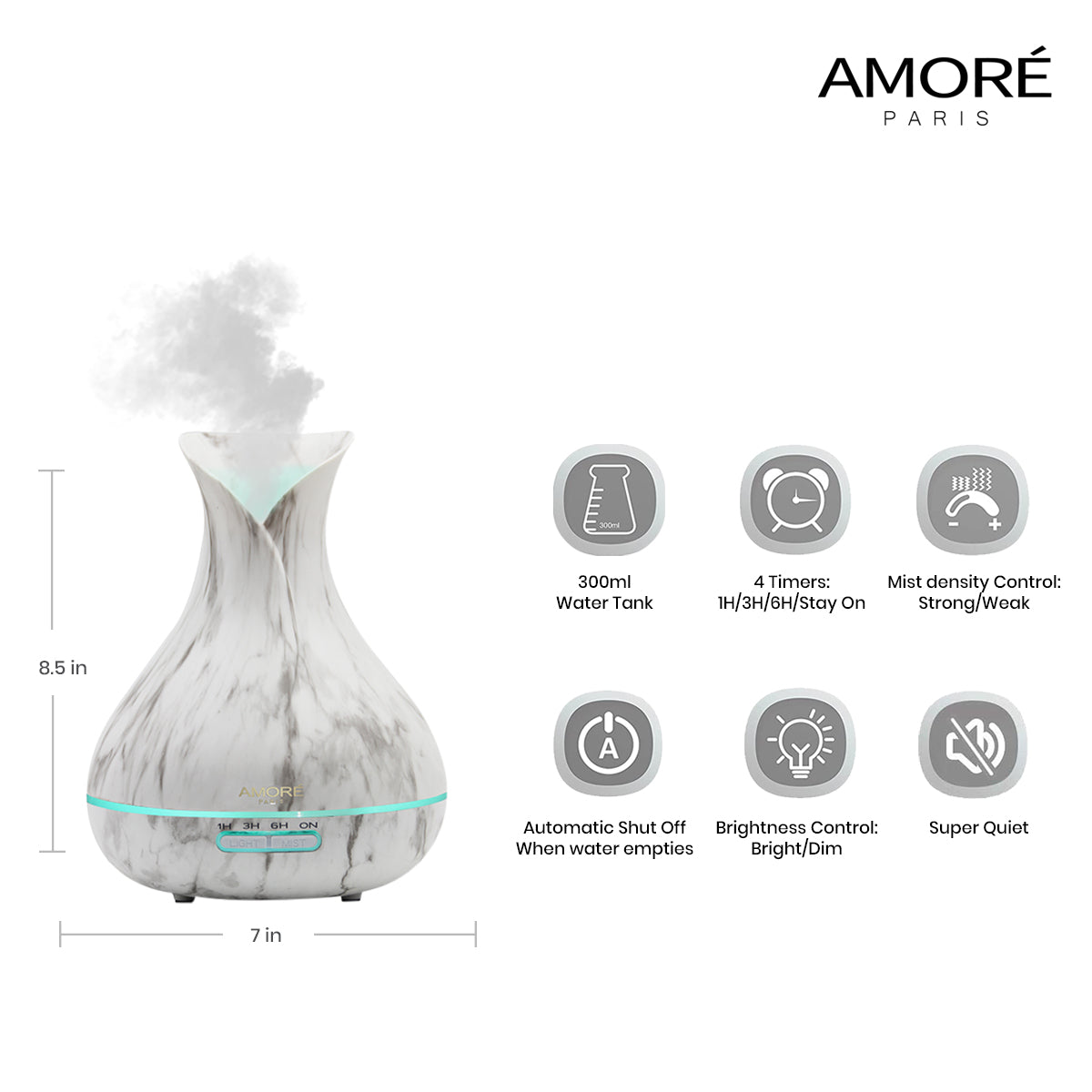 White Marble 300ml Ultrasonic Aroma Diffuser Wellness - DailySale