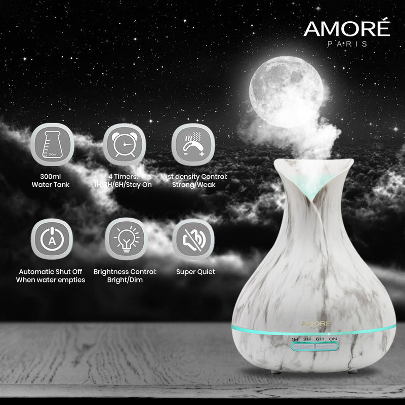 White Marble 300ml Ultrasonic Aroma Diffuser Wellness - DailySale