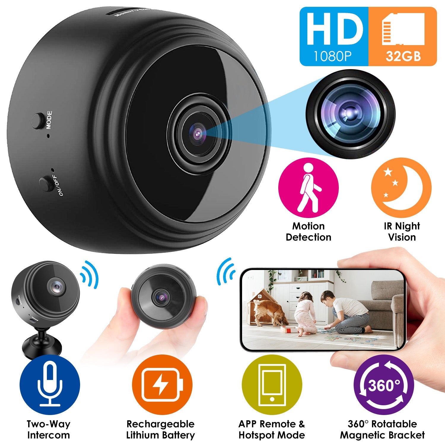 WIFI IP Home Security Camera 1080P Full HD with 32GB MMC Card Smart Home & Security - DailySale