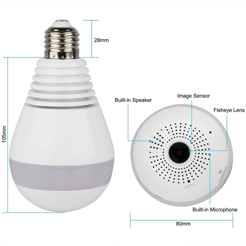 WiFi Light Bulb Camera 960P Security Camera 360° Camera, TV & Video - DailySale