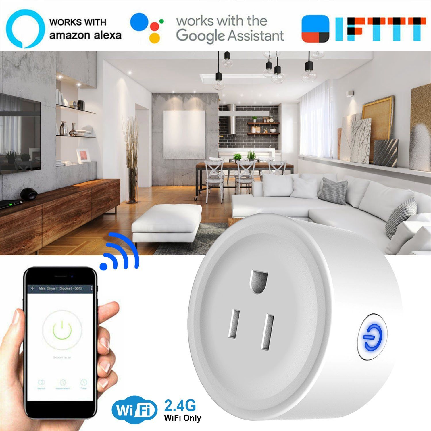 WiFi Smart Socket APP Plug Outlet Remote Household Batteries & Electrical - DailySale