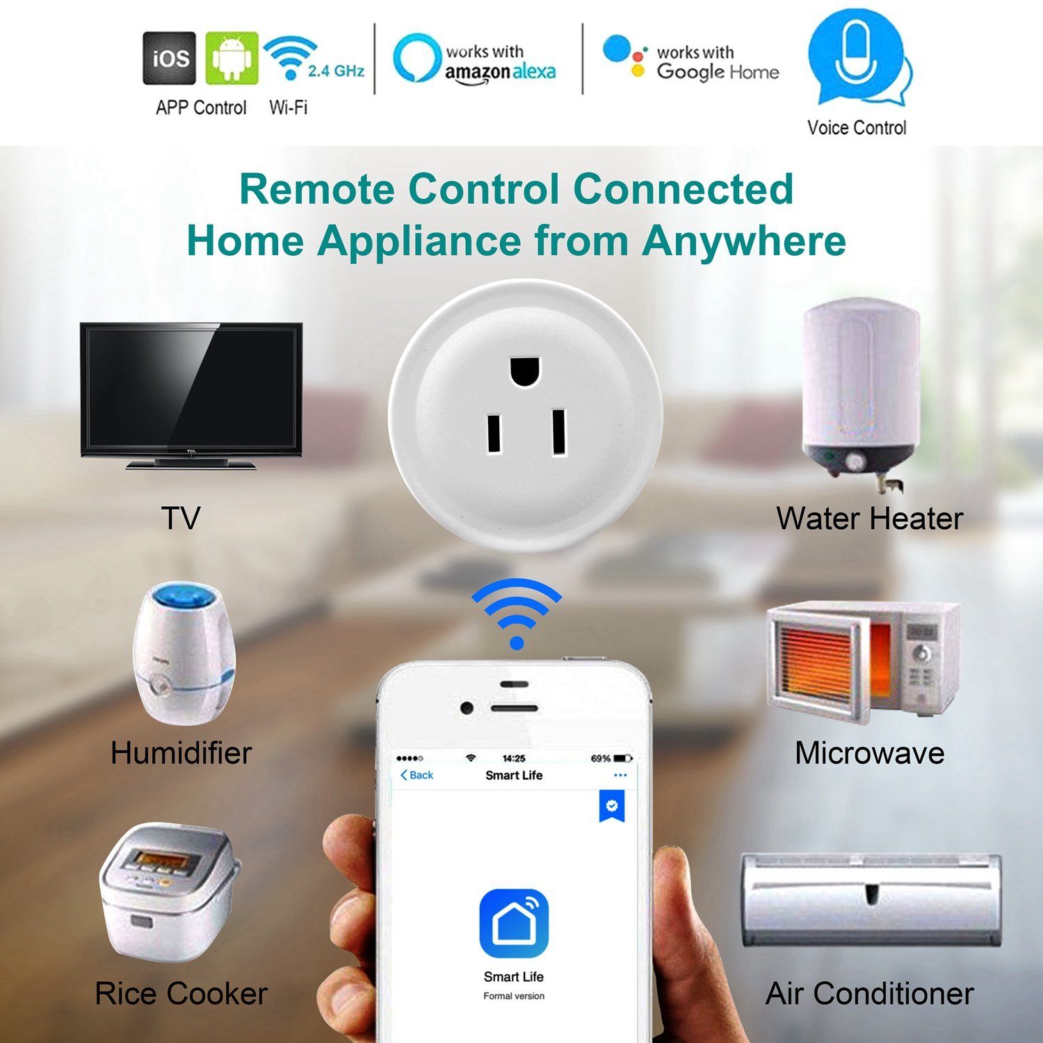 WiFi Smart Socket APP Plug Outlet Remote Household Batteries & Electrical - DailySale