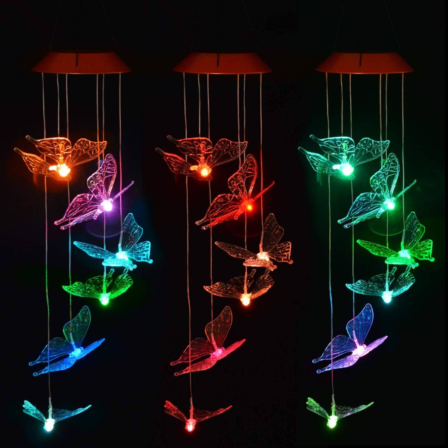 Windlights Solar Powered LED Butterfly Wind Chimes Outdoor Lighting - DailySale