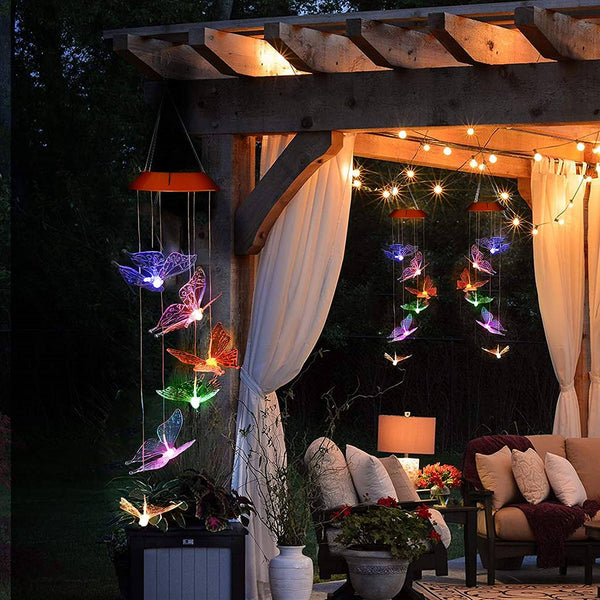 Windlights Solar Powered LED Butterfly Wind Chimes Outdoor Lighting - DailySale