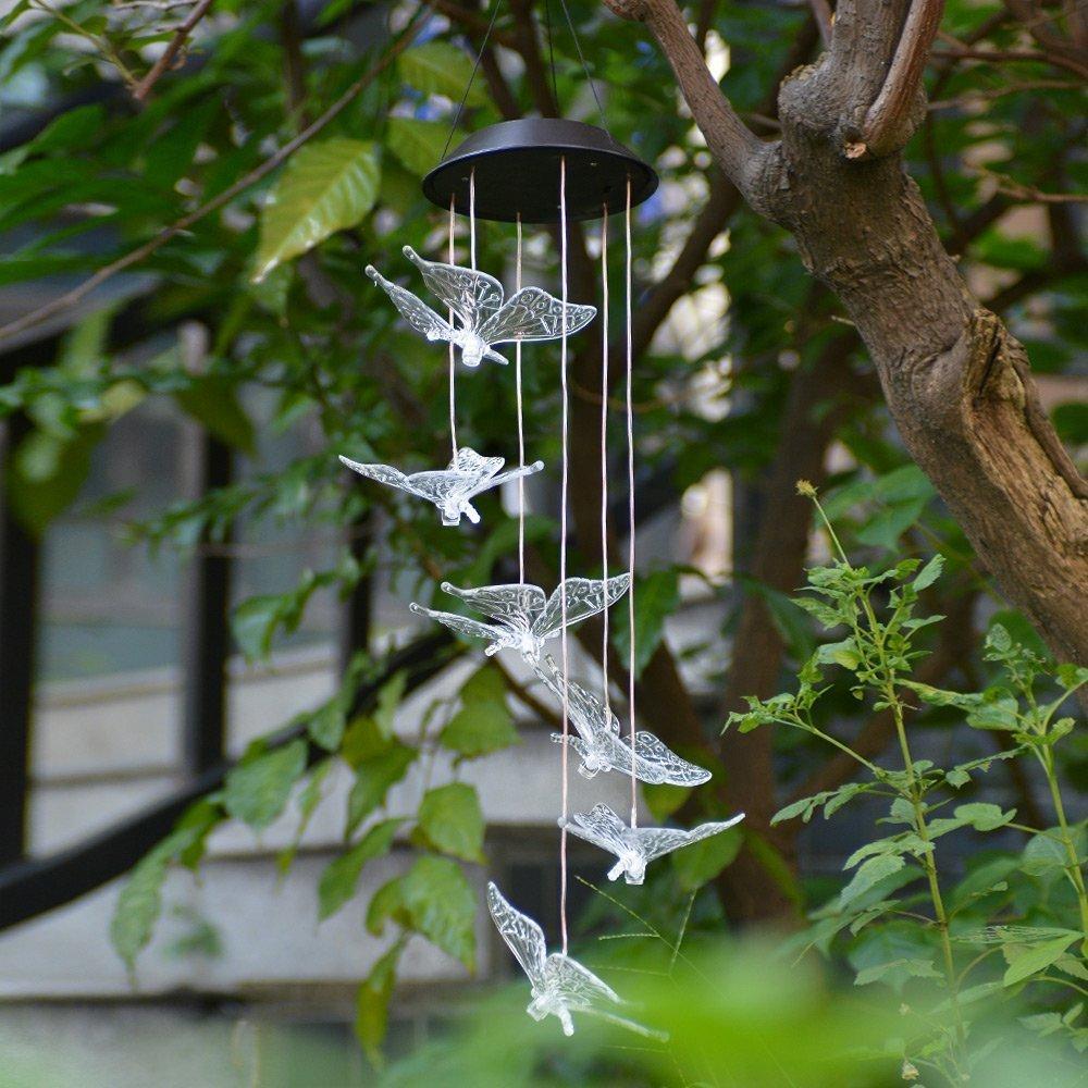 Windlights Solar Powered LED Butterfly Wind Chimes Outdoor Lighting - DailySale