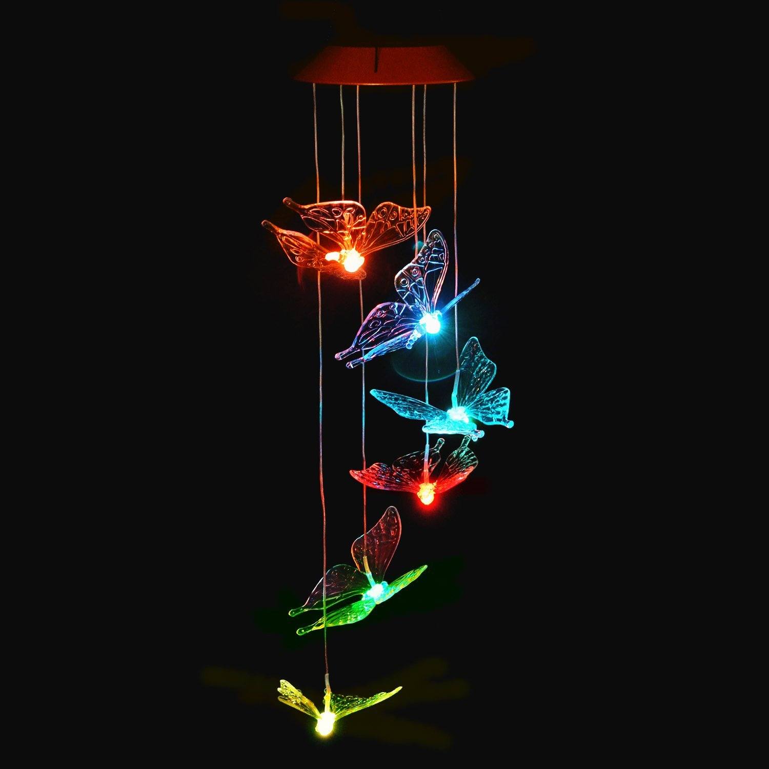 Windlights Solar Powered LED Butterfly Wind Chimes Outdoor Lighting - DailySale