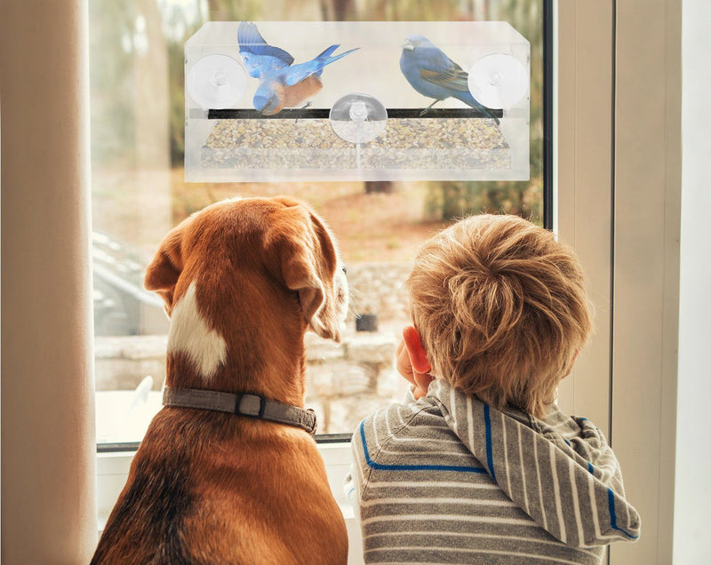 Window Bird Feeder- See-Through Acrylic - Clear, Removable Slide Out Tray Pet Supplies - DailySale