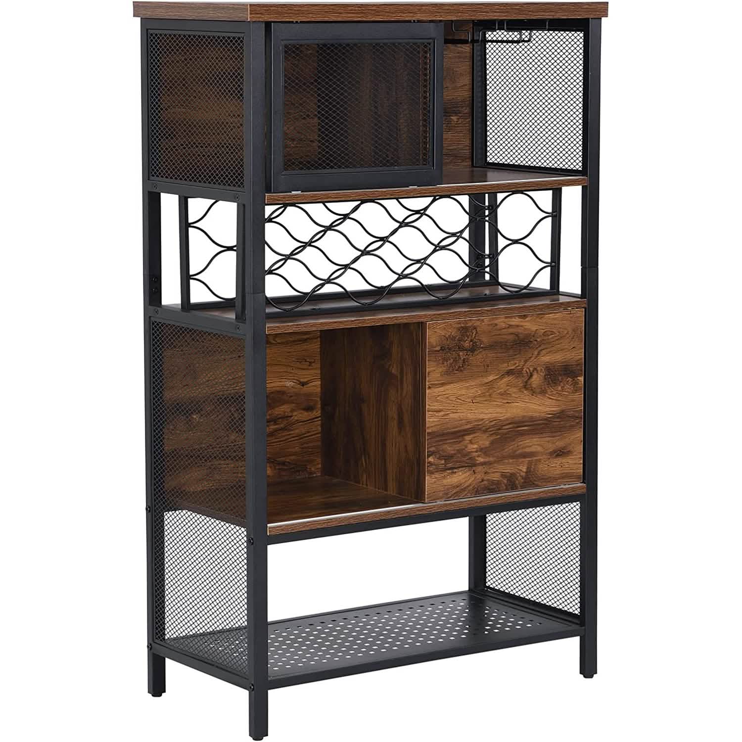 Wine Bar Cabinet for Liquor and Glasses Furniture & Decor Brown - DailySale