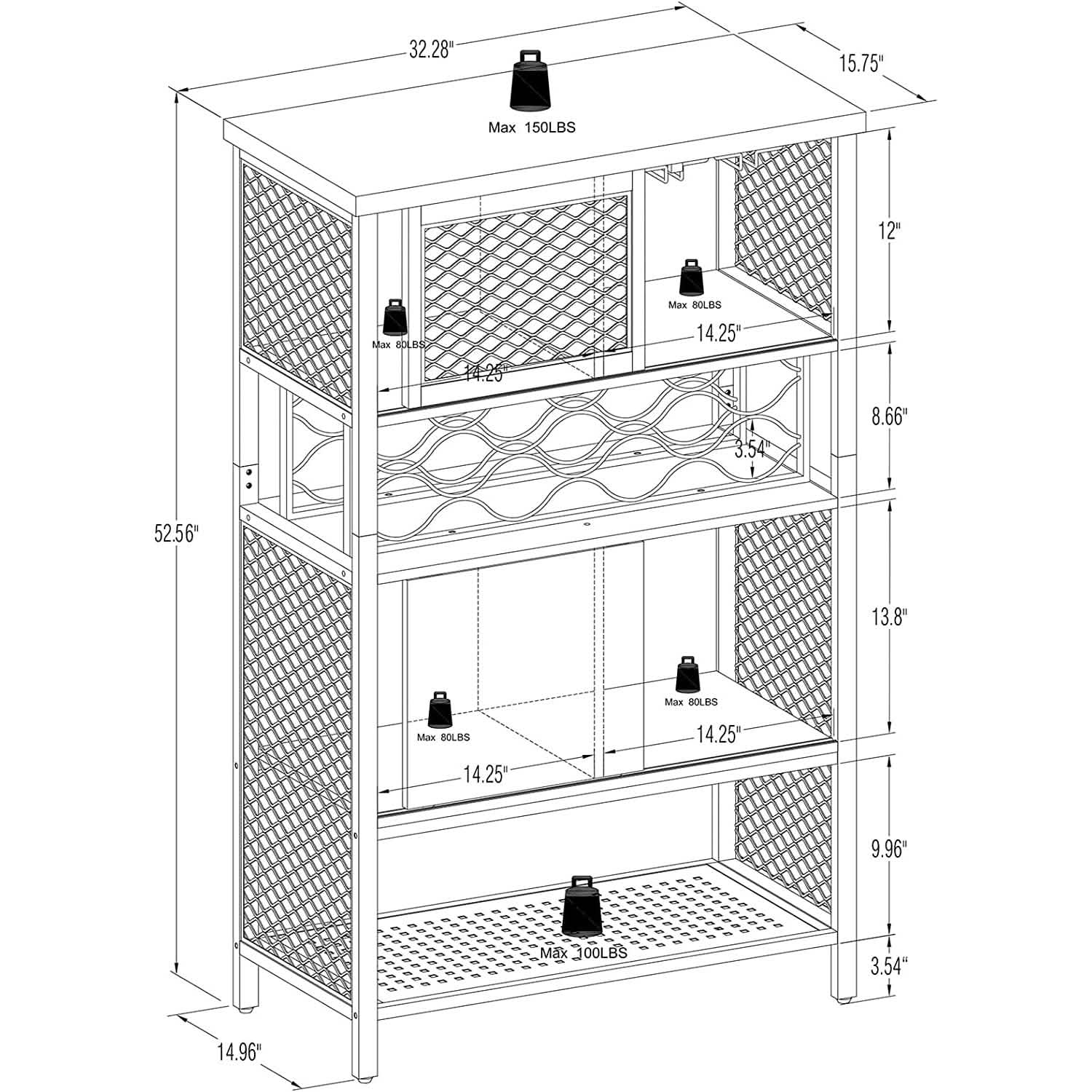 Wine Bar Cabinet for Liquor and Glasses Furniture & Decor - DailySale