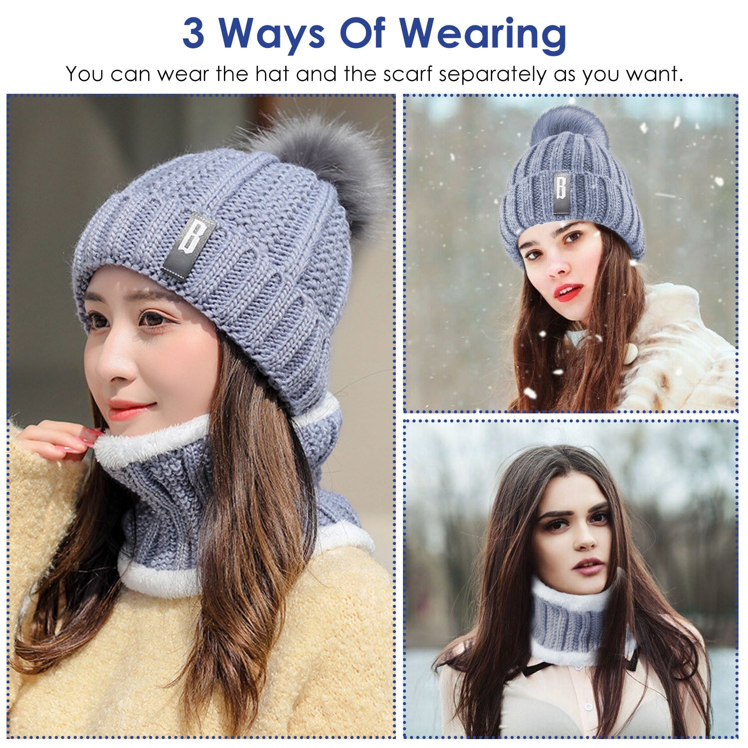 Winter Beanie Hat Scarf Set for Women Women's Shoes & Accessories - DailySale