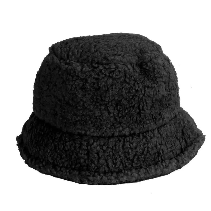 Winter Bucket Hat Women Warm Hats Vintage Faux Fur Fisherman Cap Women's Shoes & Accessories Black - DailySale