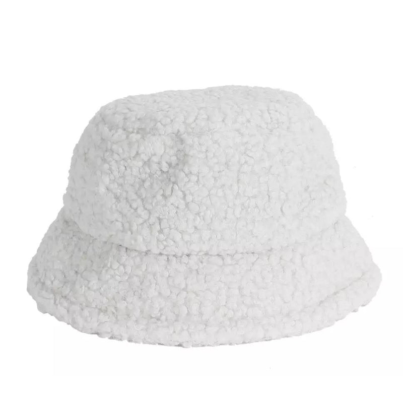Winter Bucket Hat Women Warm Hats Vintage Faux Fur Fisherman Cap | Beige