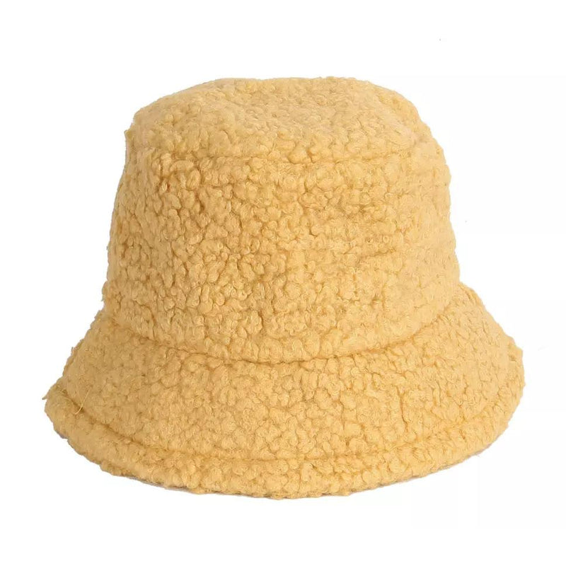 Winter Bucket Hat Women Warm Hats Vintage Faux Fur Fisherman Cap Women's Shoes & Accessories Yellow - DailySale