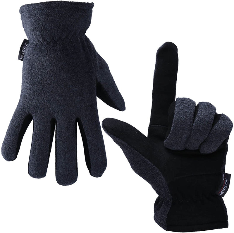 Winter Gloves Deerskin Suede Leather Palm -20°F Cold Proof Work Glove Sports & Outdoors Gray/Black S - DailySale