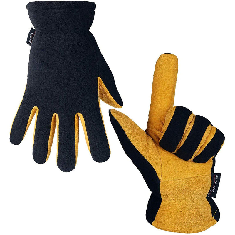 Winter Gloves Deerskin Suede Leather Palm -20°F Cold Proof Work Glove Sports & Outdoors Tan/Black S - DailySale