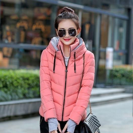 Winter Jacket Women Parka Thick Winter Outerwear Women's Clothing Pink M - DailySale