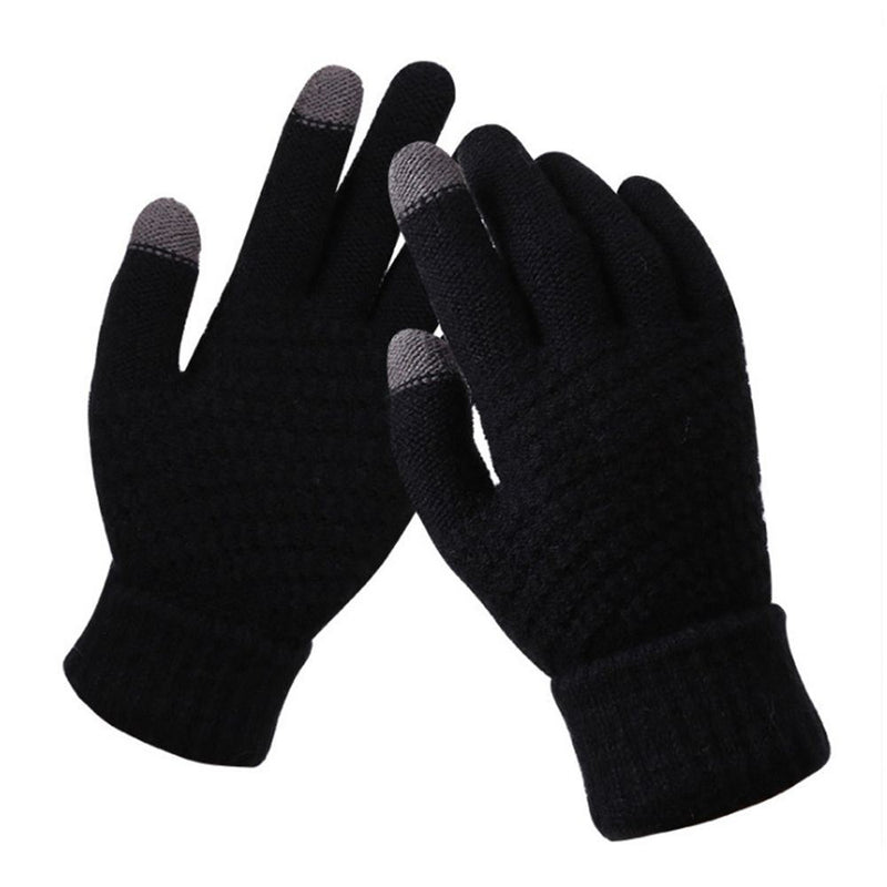 Winter Knitted Touch Screen Gloves Women's Shoes & Accessories Black - DailySale
