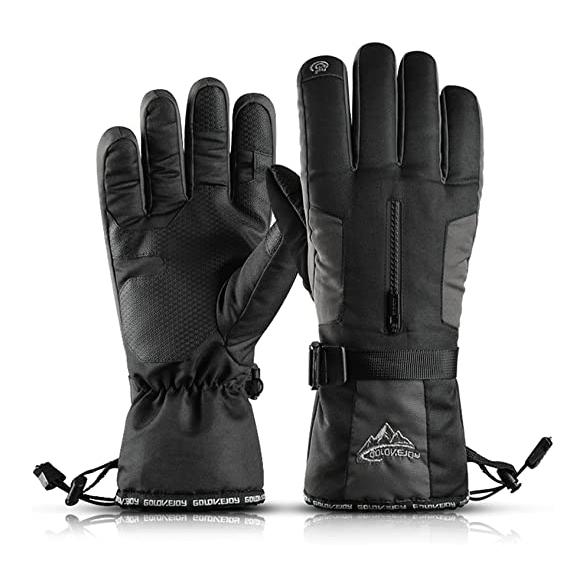 Winter Waterproof Ski Gloves Sports & Outdoors Black Zipper in Middle - DailySale