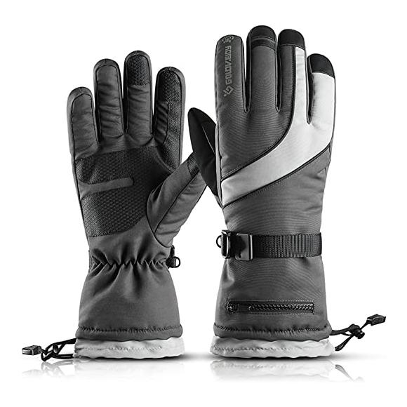 Winter Waterproof Ski Gloves Sports & Outdoors Gray Zipper in Bottom - DailySale