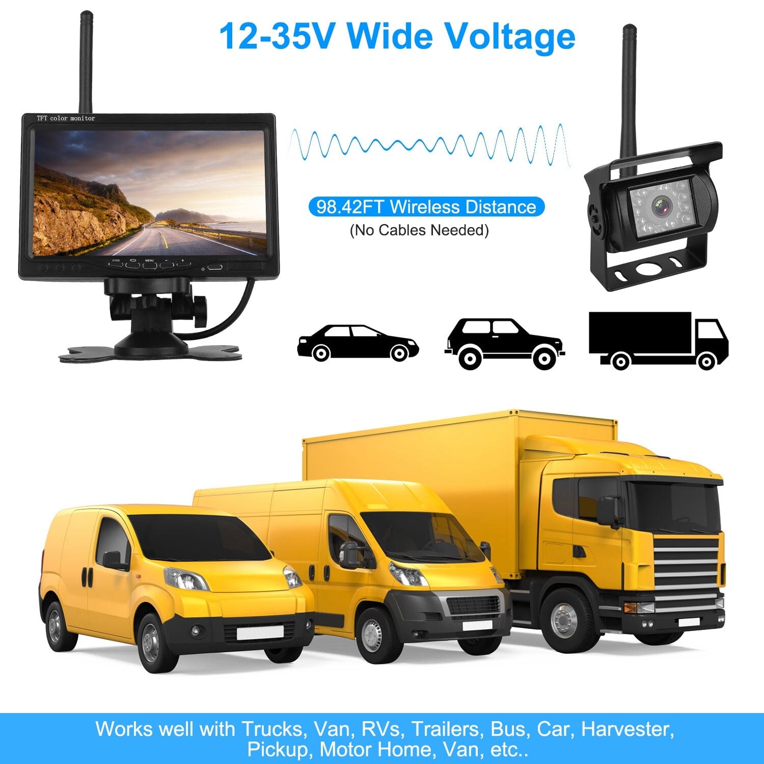 Wireless Backup Camera System Vehicle Rear View Monitor Kit Automotive - DailySale