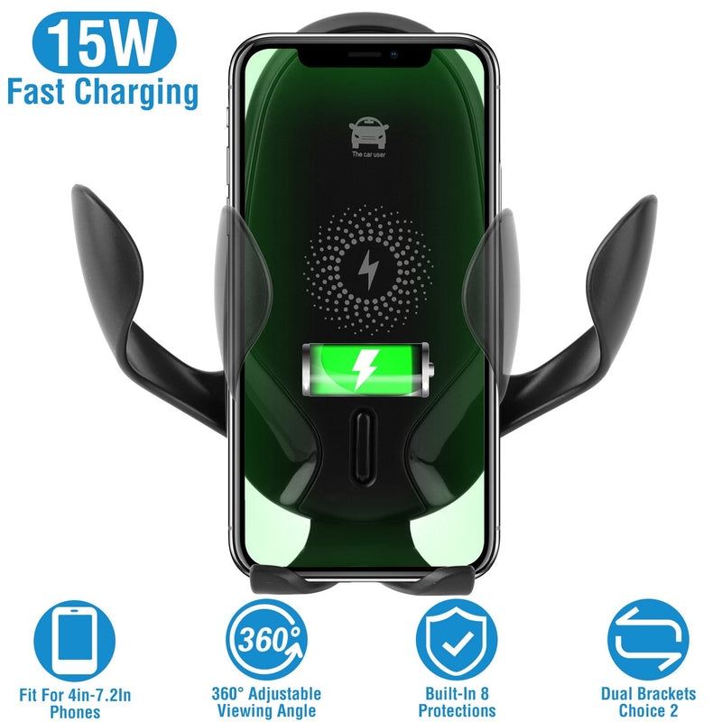 Wireless Car Charger 15W Qi Fast Charging Car Mount Automotive - DailySale