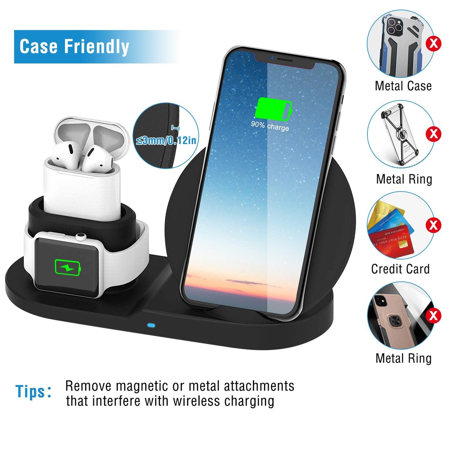 Wireless Charger 10W Fast Charging Station Mobile Accessories - DailySale