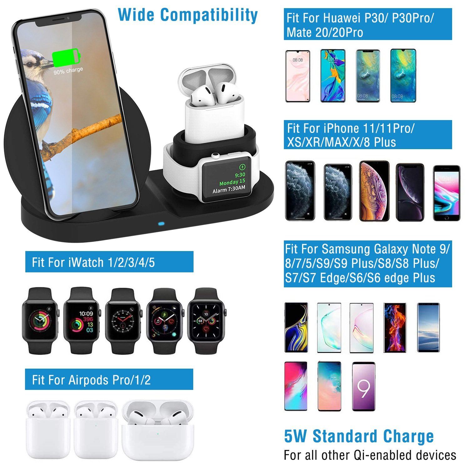 Wireless Charger 10W Fast Charging Station Mobile Accessories - DailySale