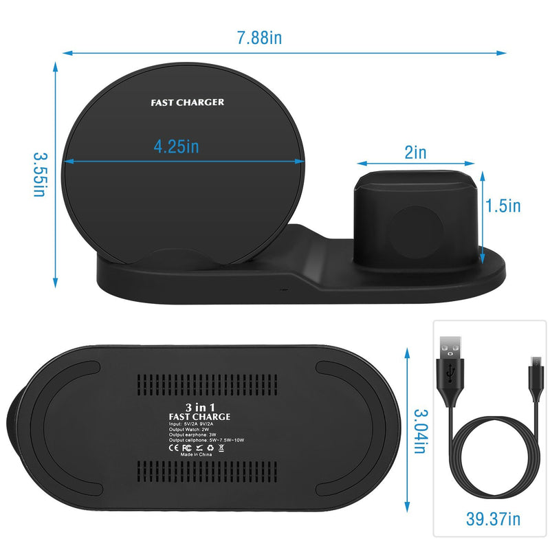Wireless Charger 10W Fast Charging Station Mobile Accessories - DailySale