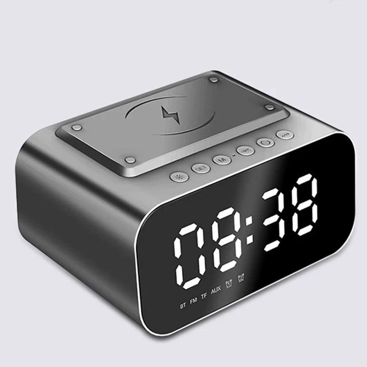 Wireless Charger Alarm Clock Bluetooth Speaker LED Smart Digital Clock Mobile Accessories - DailySale