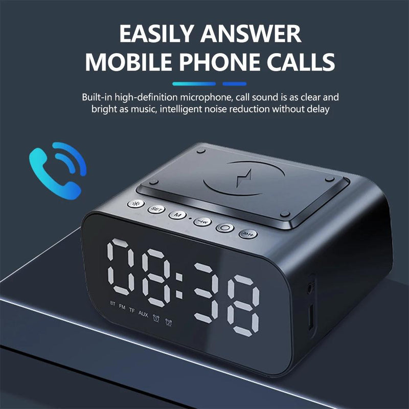 Wireless Charger Alarm Clock Bluetooth Speaker LED Smart Digital Clock Mobile Accessories - DailySale