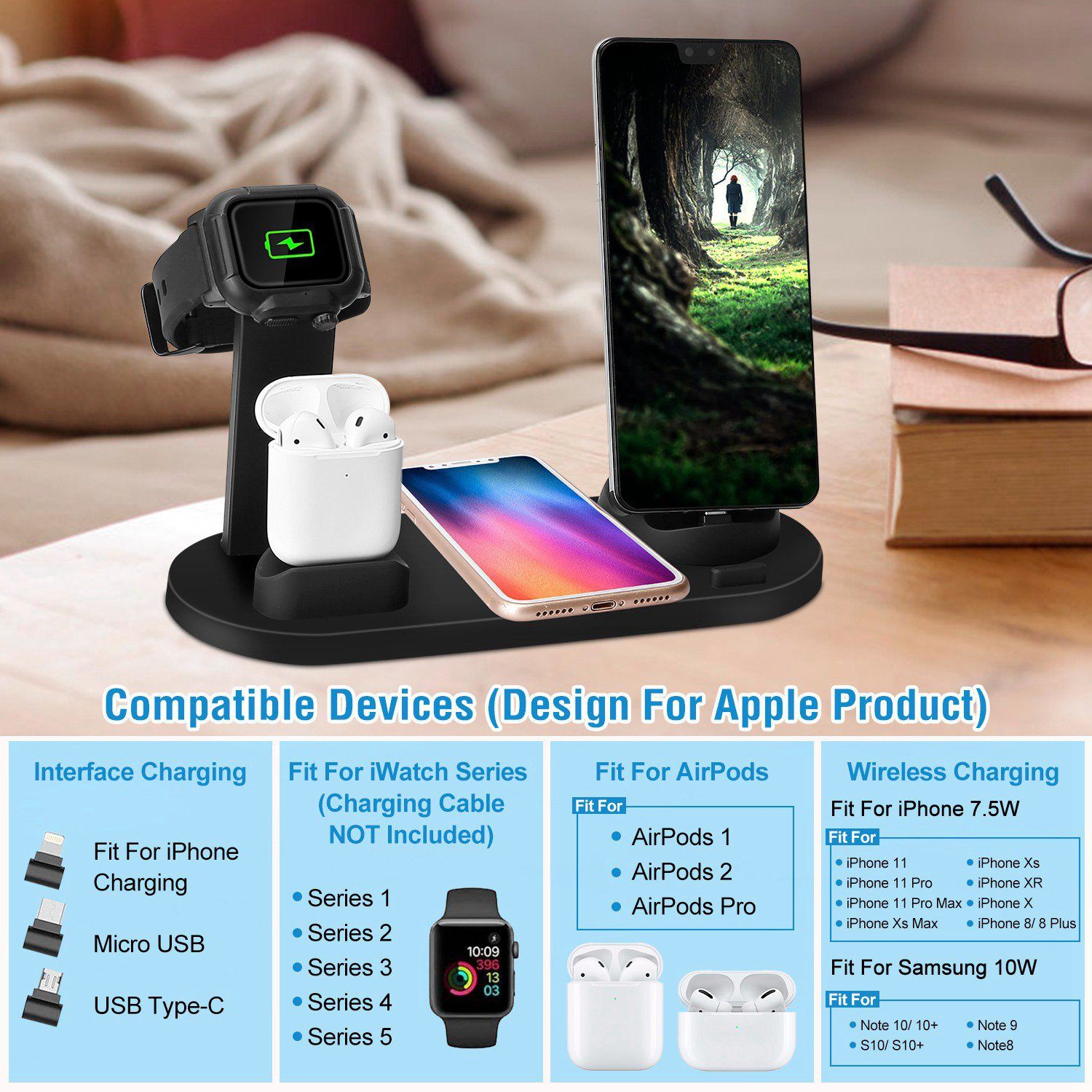 Wireless Charger Dock 4-in-1 10W Mobile Accessories - DailySale