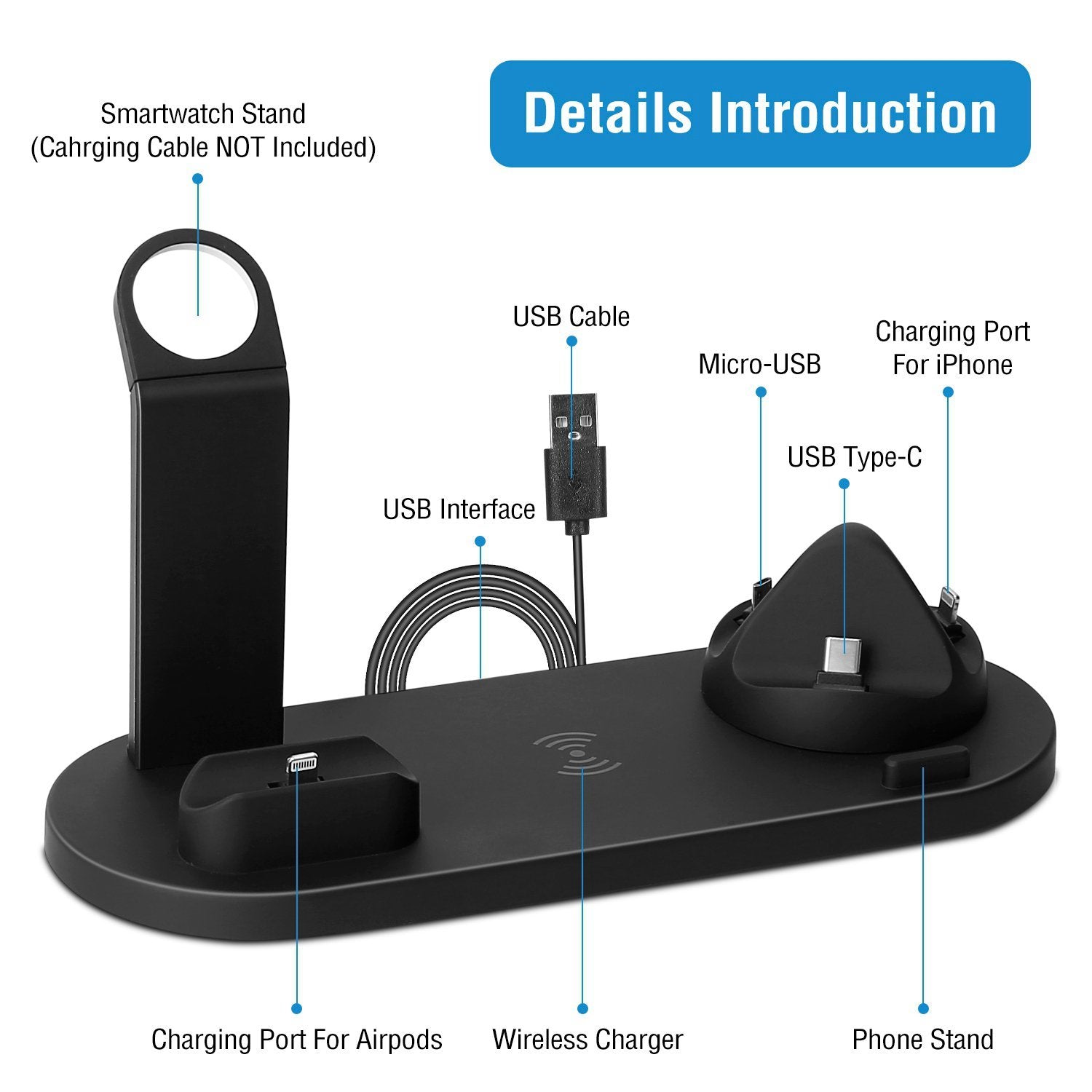 Wireless Charger Dock 4-in-1 10W Mobile Accessories - DailySale