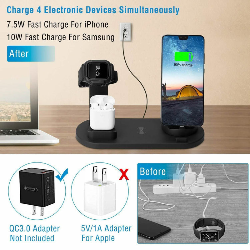 Wireless Charger Dock 4-in-1 10W Mobile Accessories - DailySale
