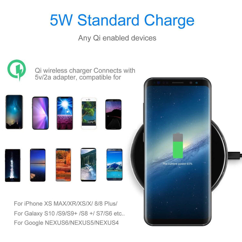 Wireless Charger Qi-Certified Ultra Slim 5W Charging Pad Mobile Accessories - DailySale