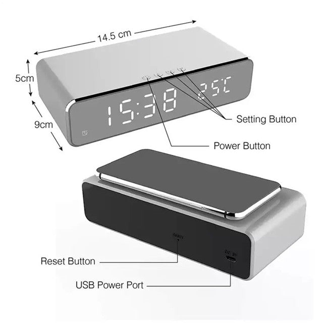 Wireless Charging Digital Alarm Clock Household Appliances - DailySale