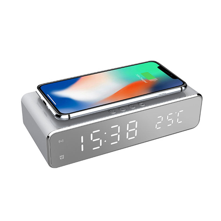 Wireless Charging Digital Alarm Clock Household Appliances Silver - DailySale