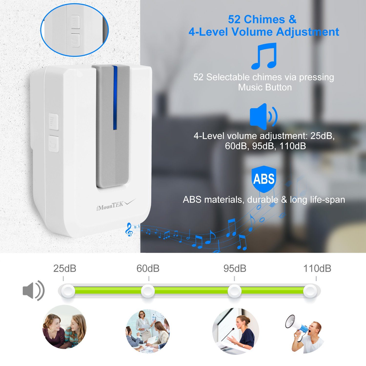 Wireless Doorbell Rings 1000FT with 1 Plug Receiver Chimes Household Appliances - DailySale