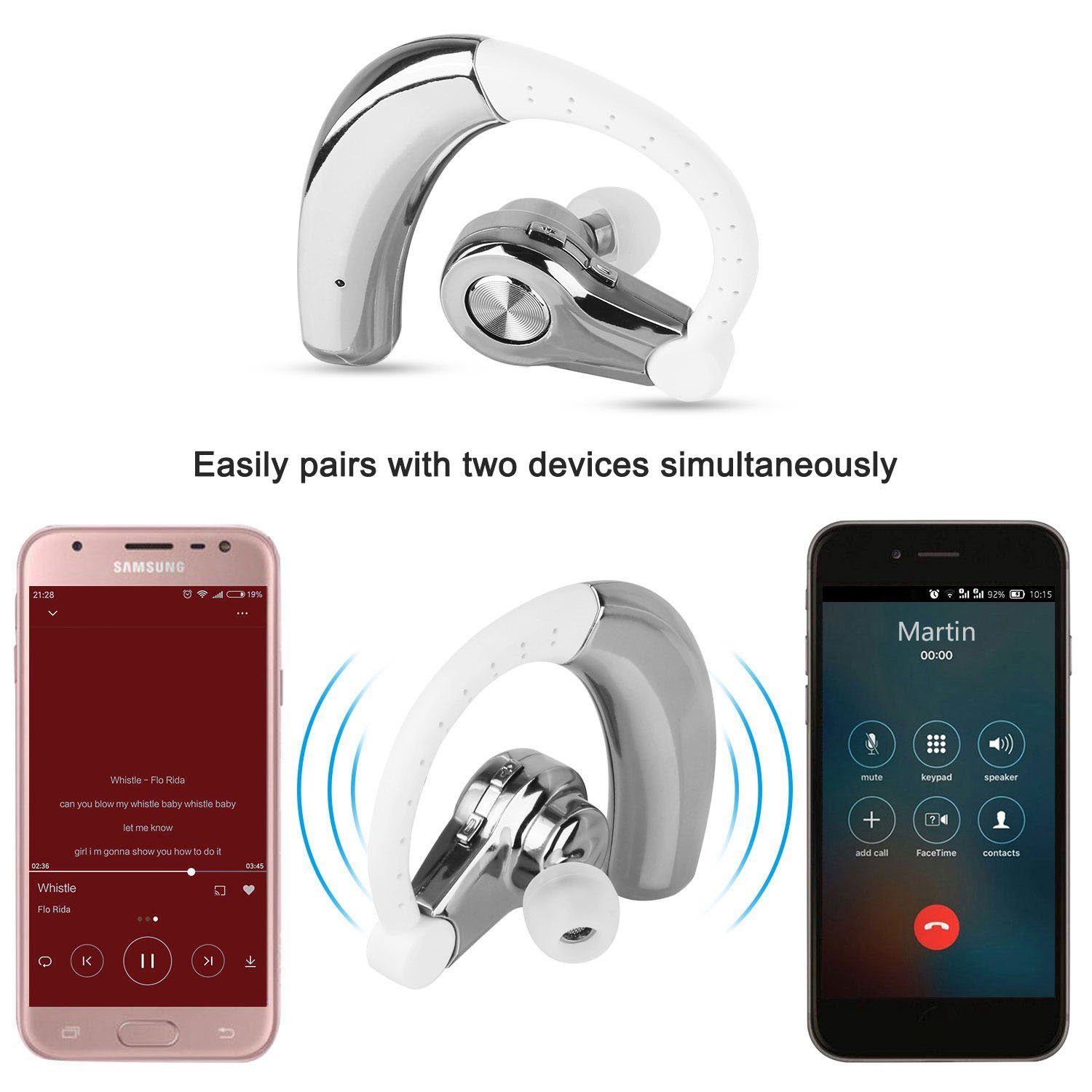 Wireless Earpiece Right with Mic Earhook Headphones & Audio - DailySale