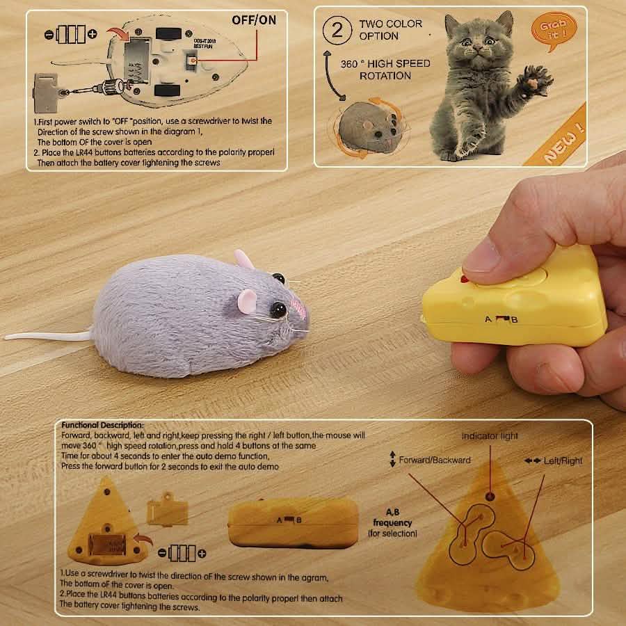 Wireless Electronic Remote Control Mouse Toy White