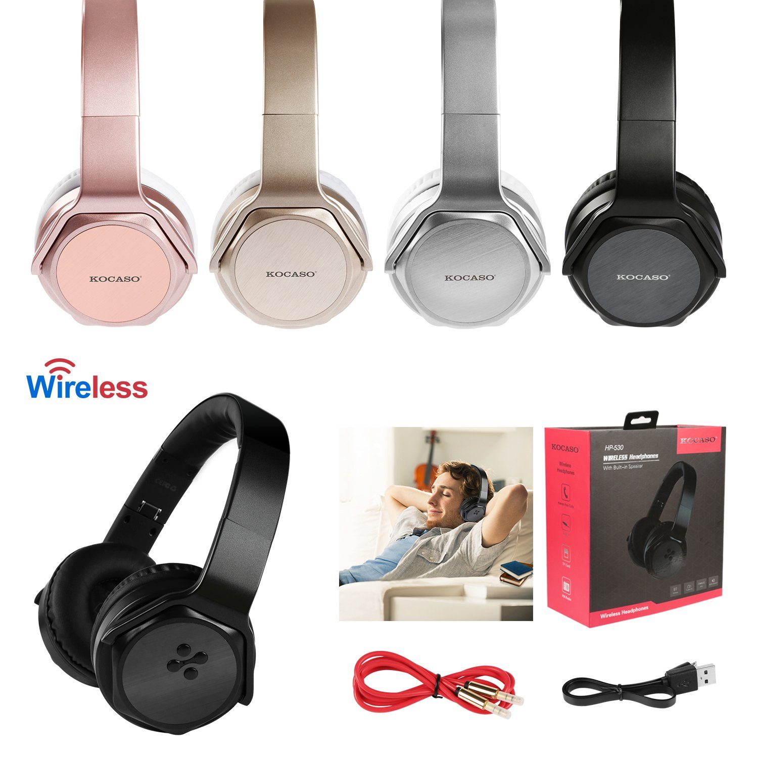 Wireless Foldable Headphones with Built-in Speaker Headphones & Audio - DailySale