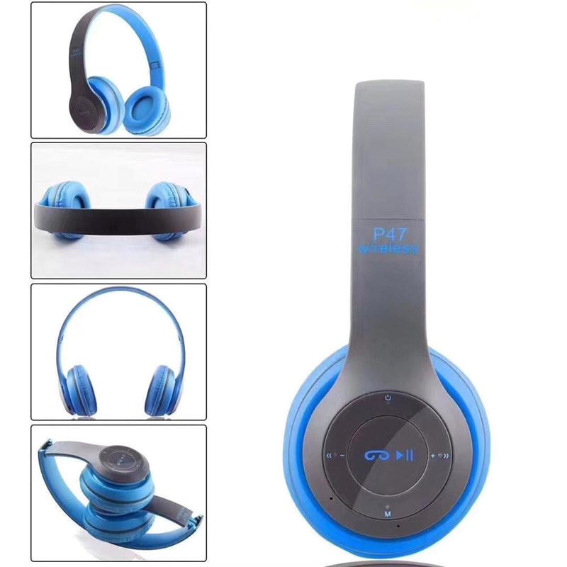 Wireless Headphones Over Ear P47 Super Bass 5.1 Headphones Blue - DailySale