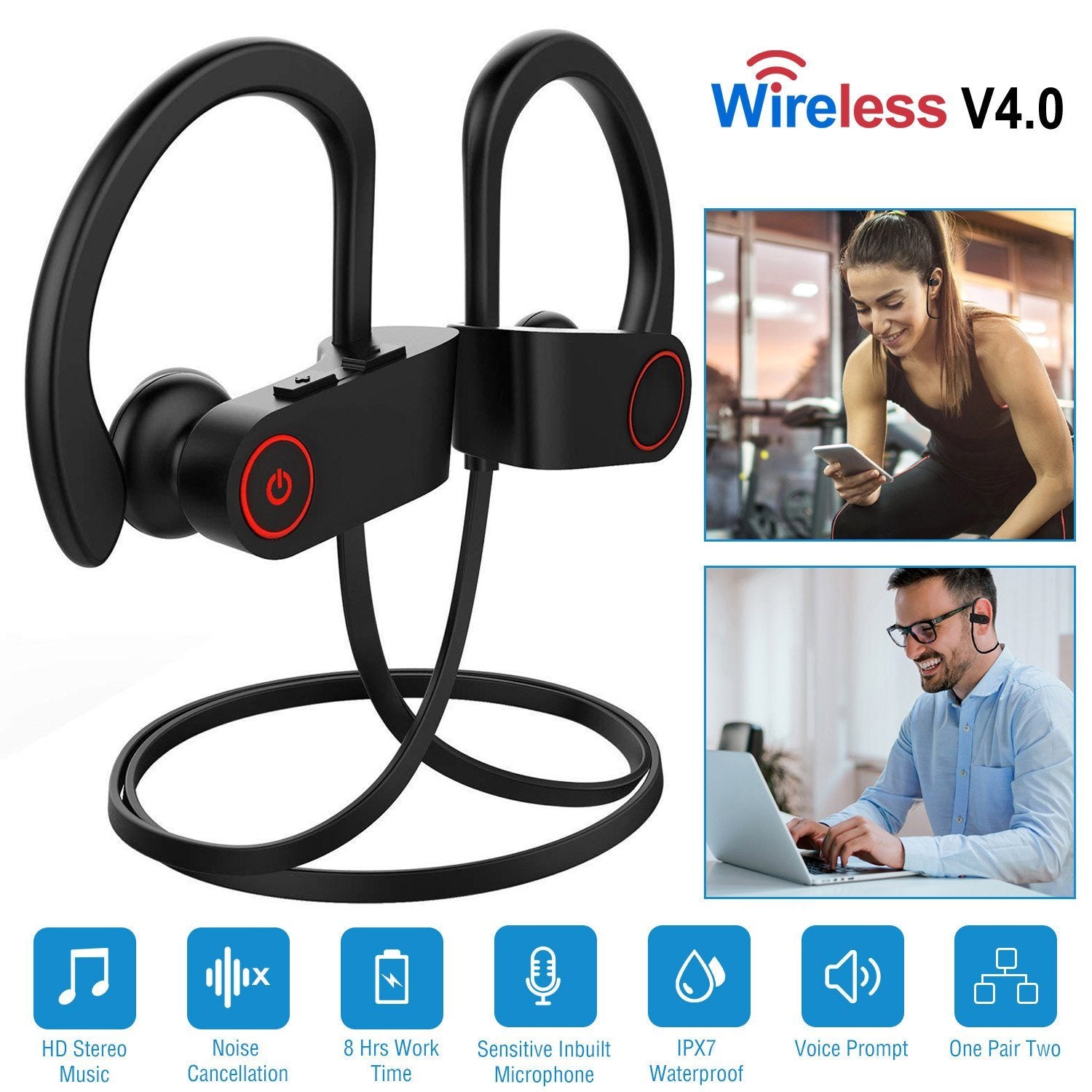 Wireless Headset IPX7 Waterproof Headphones & Audio - DailySale