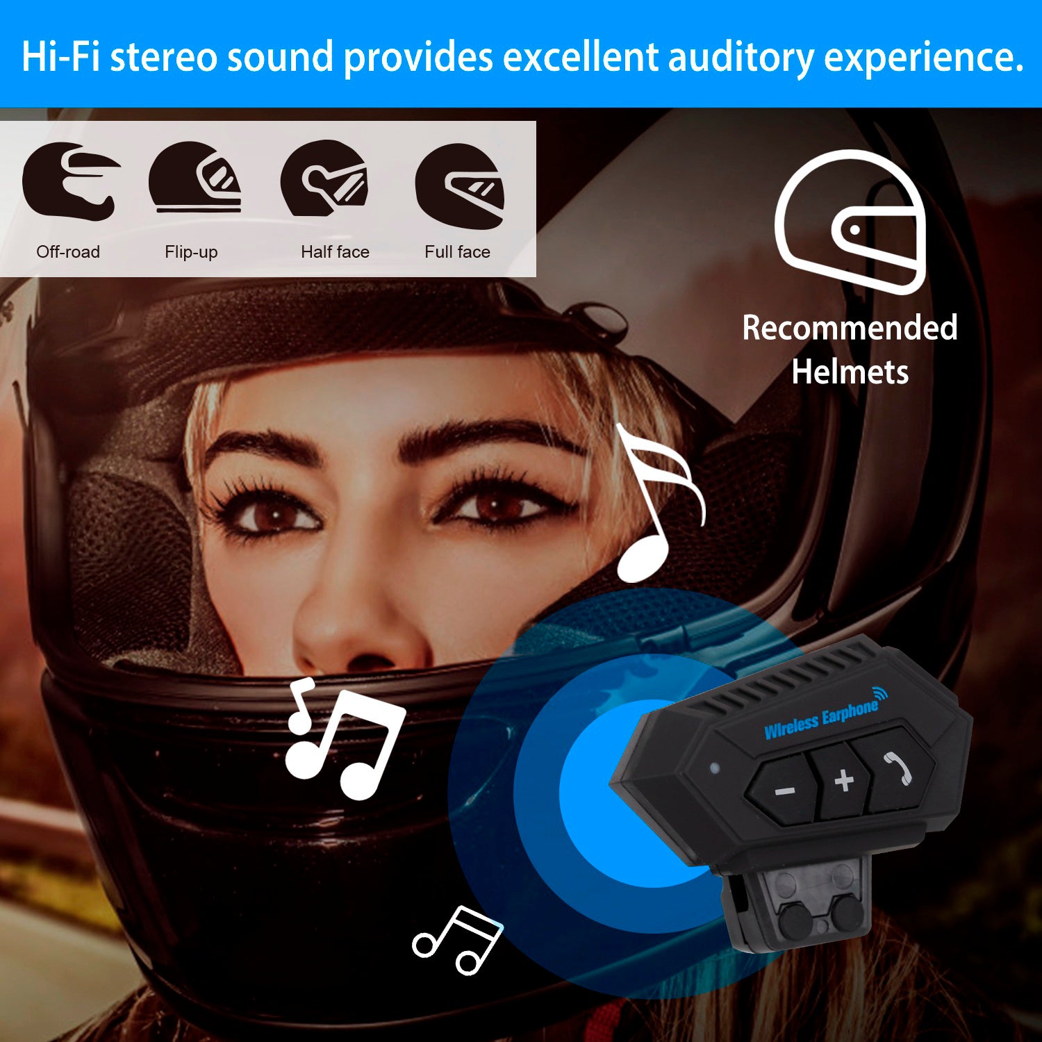 Wireless Headset Speaker Motorcycle Helmet Motorbike Headphone Headphones - DailySale