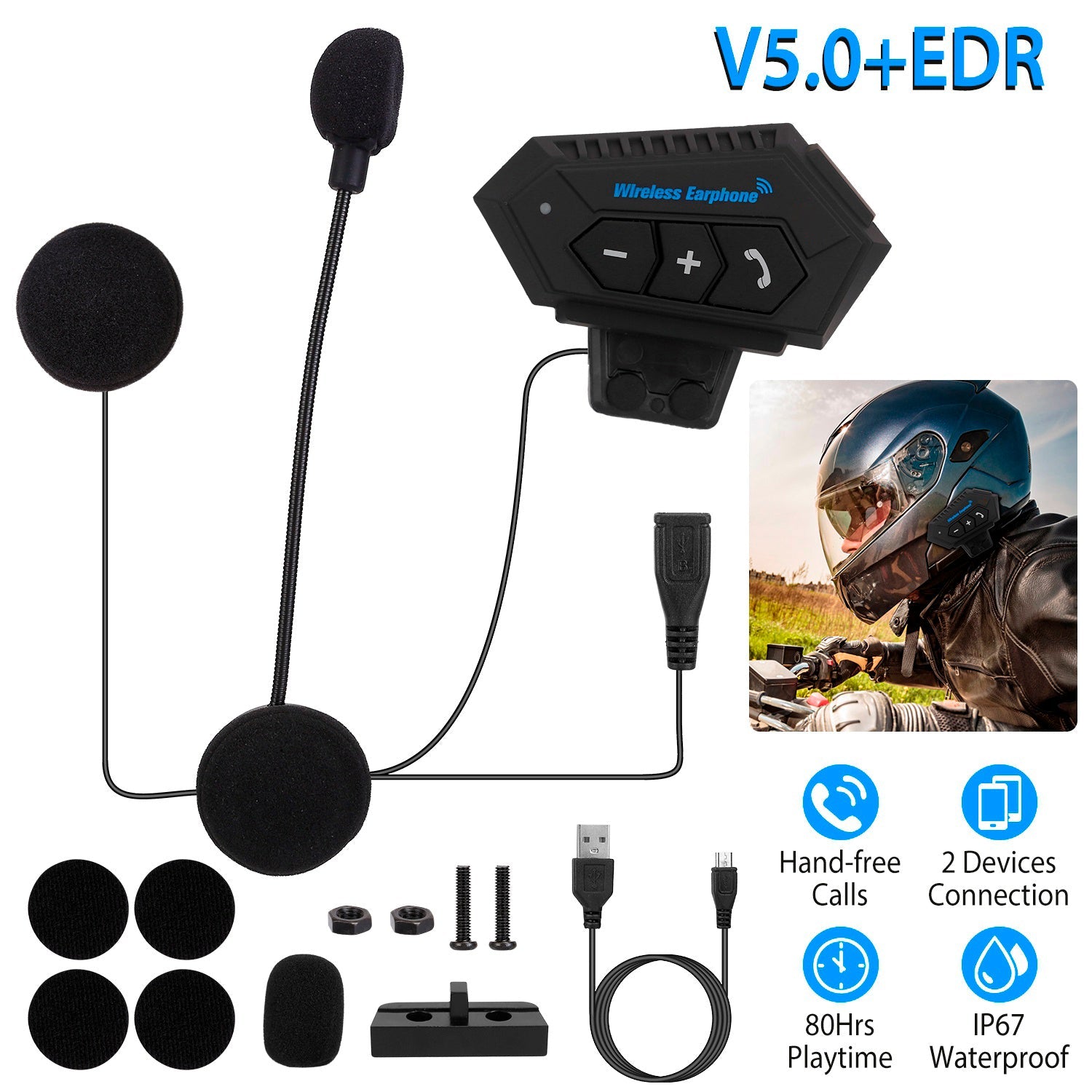 Wireless Headset Speaker Motorcycle Helmet Motorbike Headphone Headphones - DailySale