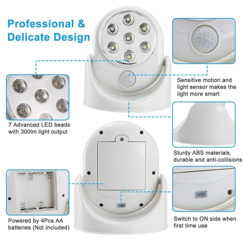 Wireless LED Spotlight 90° Motion Sensor Night Lamp Home Lighting - DailySale