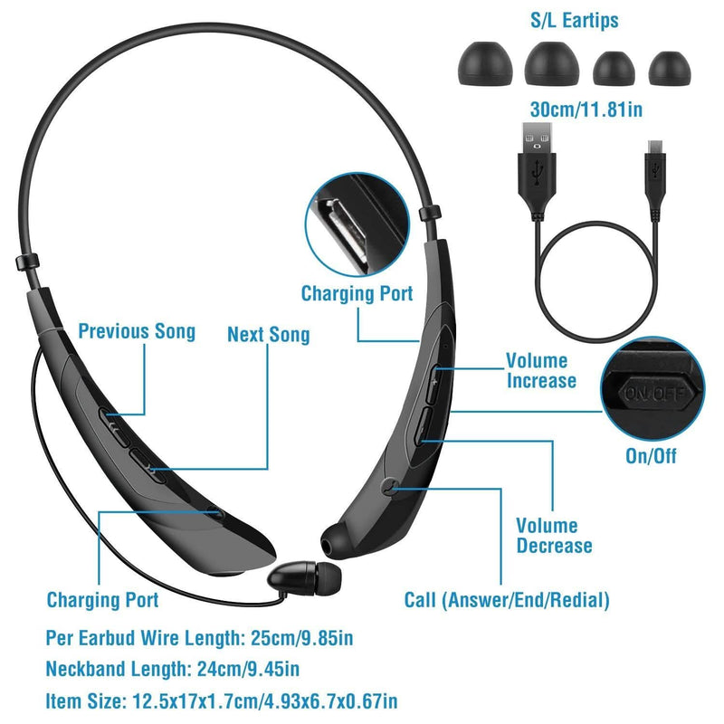 Wireless Neckband Headphones V 5.0 Sweat-proof Sport Headsets Headphones & Audio - DailySale