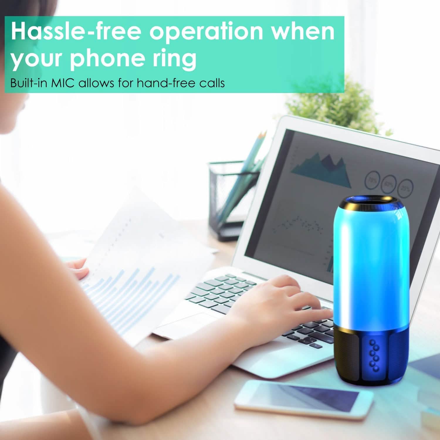 Wireless Portable Speaker with Color Changing Light Speakers - DailySale