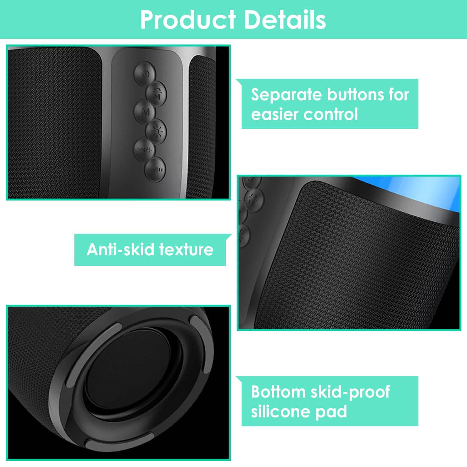 Wireless Portable Speaker with Color Changing Light Speakers - DailySale