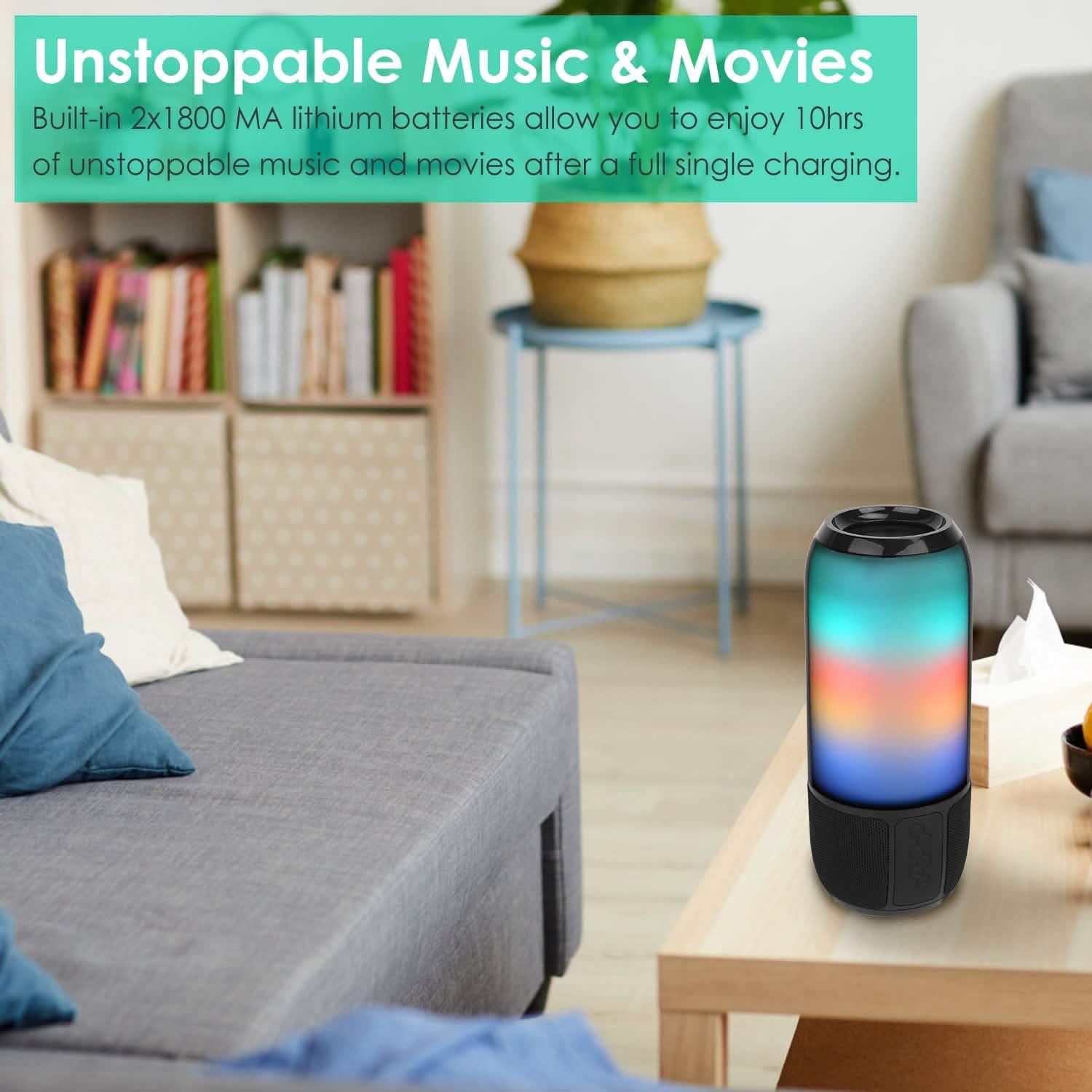 Wireless Portable Speaker with Color Changing Light Speakers - DailySale